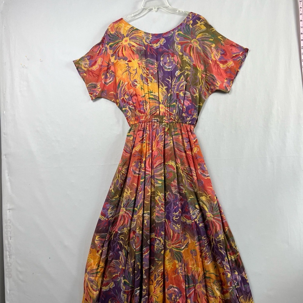 Vintage Together! Dress Women Size 8 Multicolor Casual Floral Cut Out Back Beach